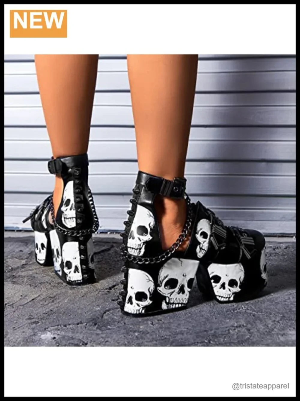 Skull Gothic Platform Wedge Sandals Faux Leather Punk Shoes With Spiked Studs